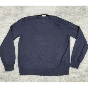 J.Crew‎ Sweater Mens XL Tall Blue V-Neck Cotton Cashmere Long Sleeve Casual